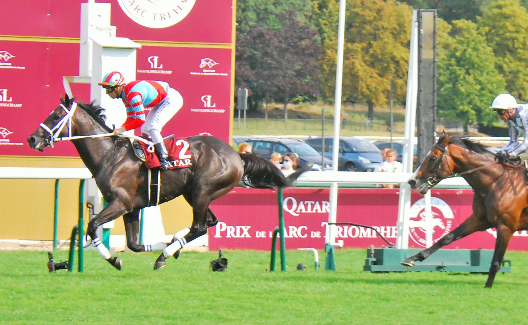 Deep Bond (Cristian Demuro) beats Broome in the G2 Prix Foy, the Arc trial for older horses, at ParisLongchamp on September 12. Photo: John Gilmore