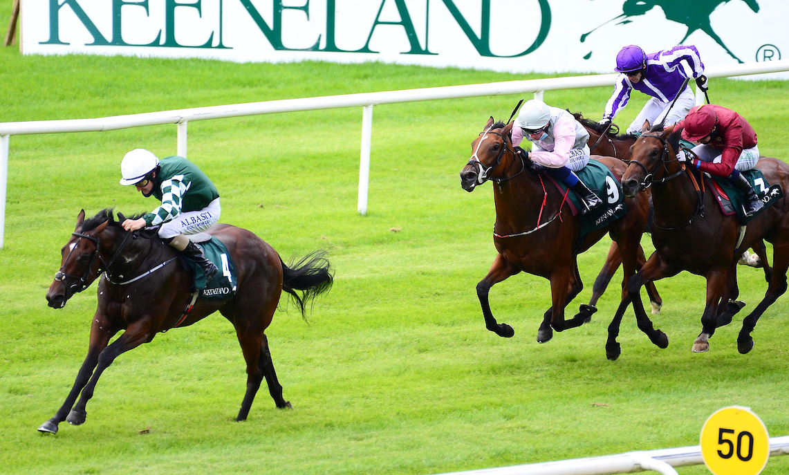 New at the Irish National Stud: Lucky Vega (Shane Foley) is pictured winning the G1 Phoenix Stakes at the Curragh in 2020. Photo: Healy/focusonracing.com