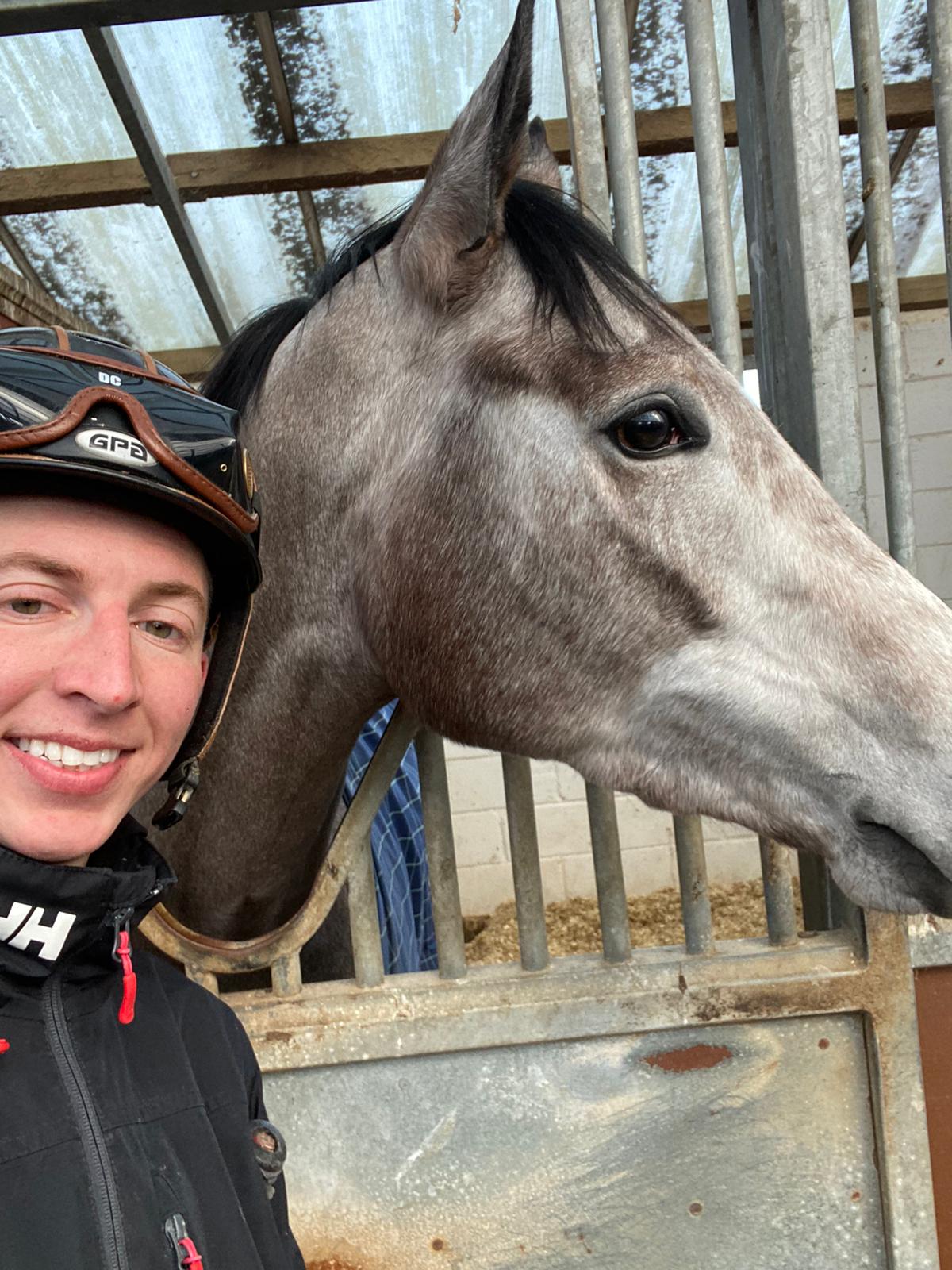 Selfie time: Declan Carroll with Listed winner Juncture at Ger Lyons’s yard.