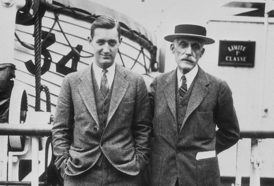 Andrew W. Mellon (right) and Paul Mellon (left) aboard a ship, c. 1932. Photo: Washington Start, courtesy D.C. Public Library