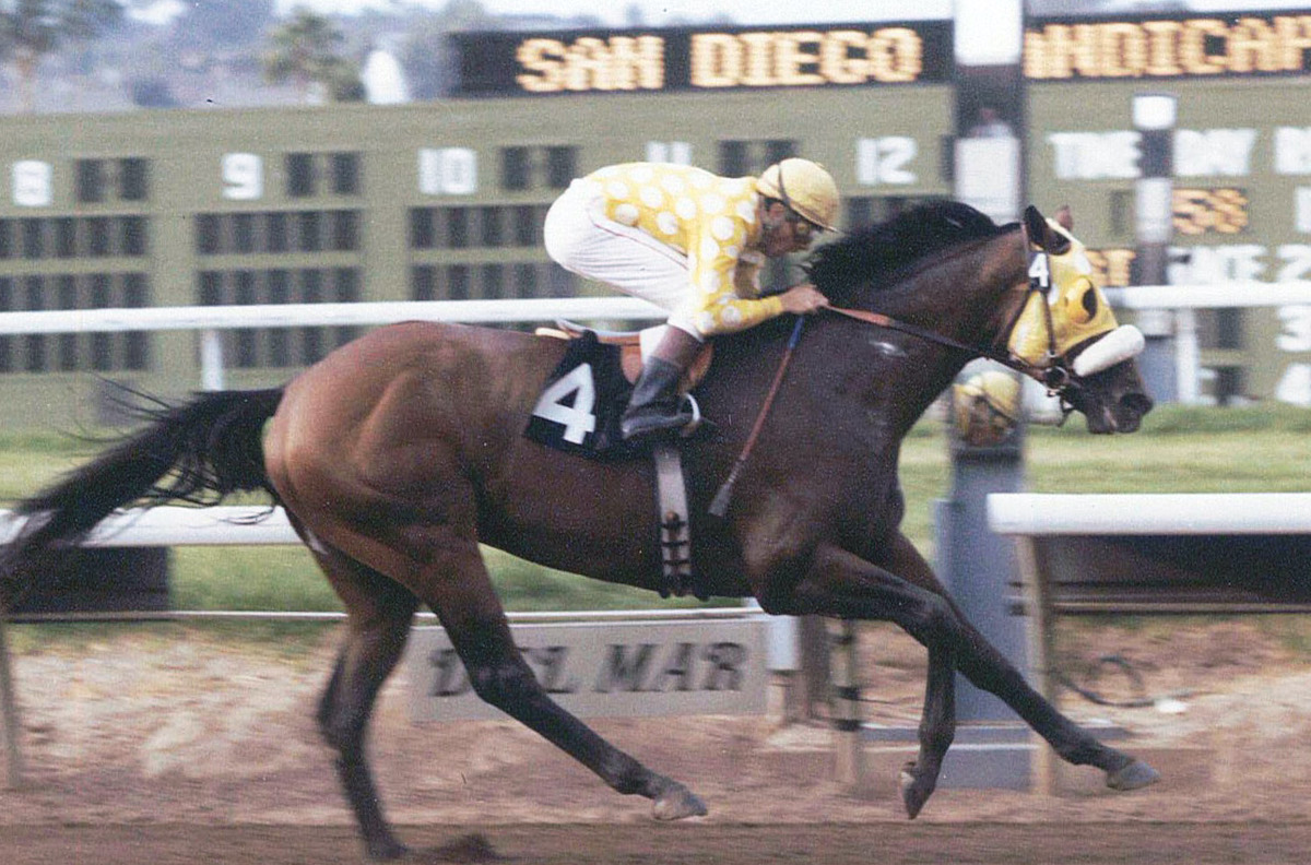 Bates Motel returns from a break to make short work of the 1983 San Diego Handicap at Del Mar. Photo courtesy of Del Mar