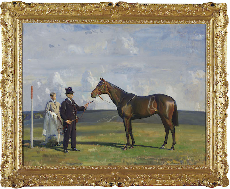 ‘Alec Taylor Jr with Lord Astor’s Buchan’: dual Eclipse Stakes winner (1919 and 1920) immortalised by Munnings. Photo: © The Estate of Sir Alfred Munnings, Dedham, Essex