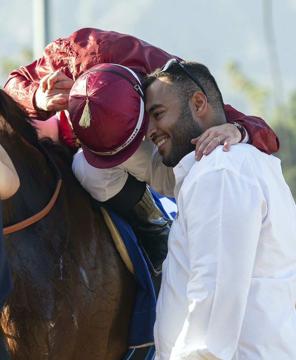 Sheikh Fahad greets Umberto Rispoli and Ocean Road. Photo: Benoit