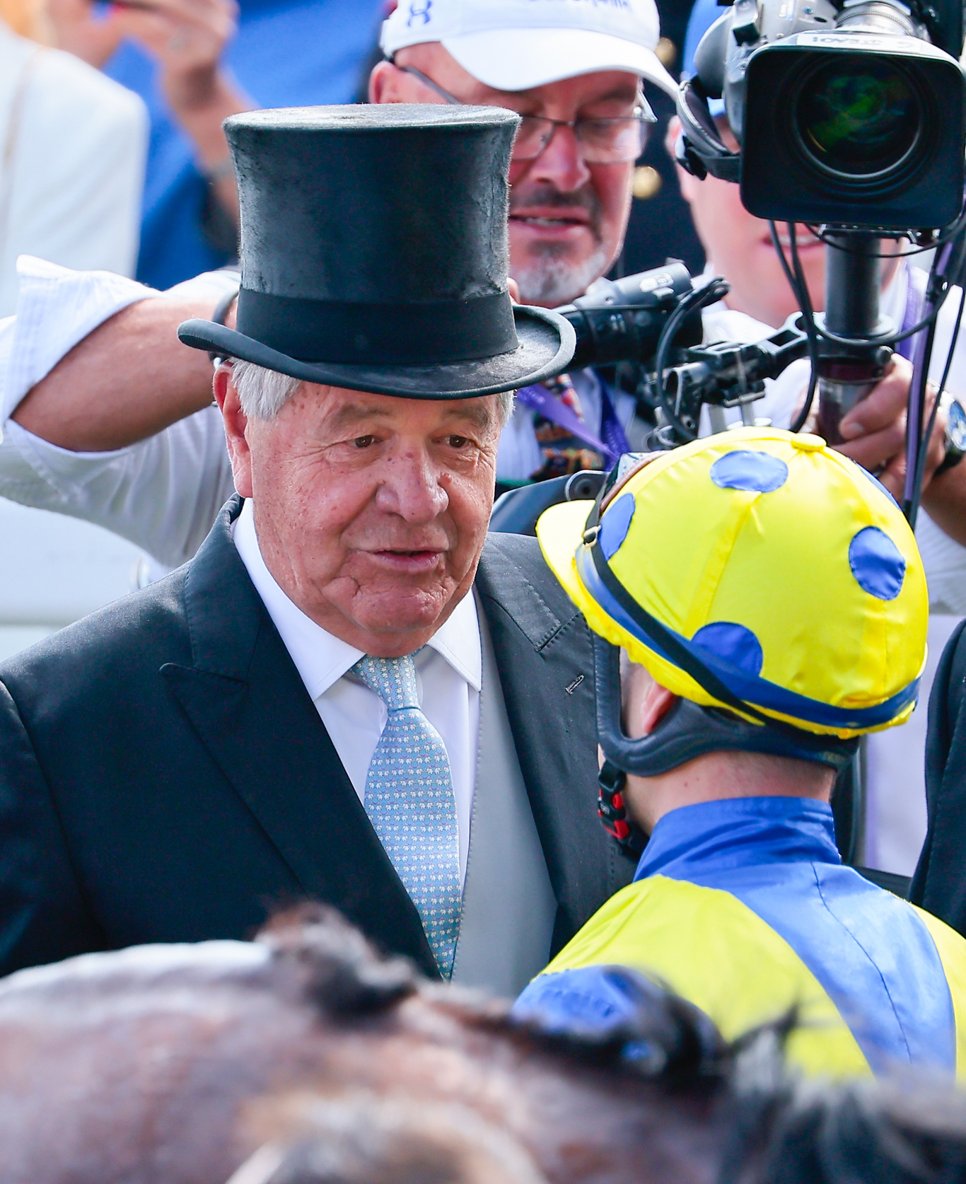 Derby-winning team: Sir Michael Stoute and Richard Kingscote after Desert Crown’s victory. Photo: Mark Cranham/focusonracing.com