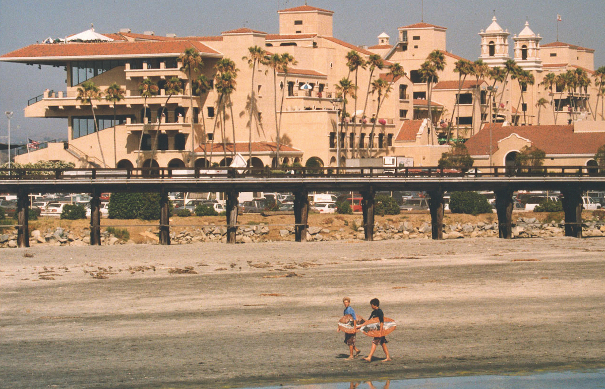 Where the turf meets the surf: view of the grandstand from the edge of the Pacific. Photo: DMTC