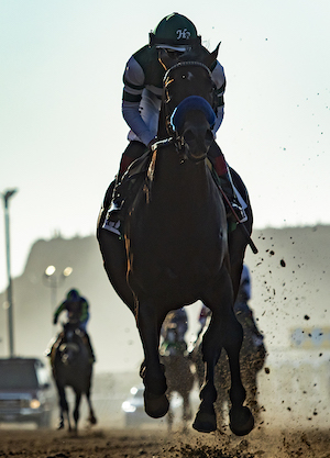 Out on his own: Flightline wins Pacific Classic under Flavien Prat. Photo: Benoit