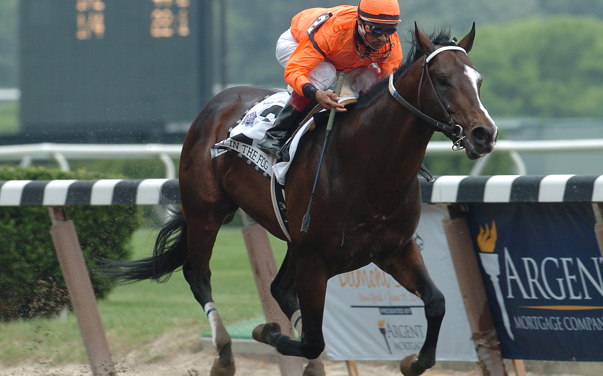 Edgar Prado made the most of a last-minute call to handle Lost In The Fog in the Riva Ridge Stakes on Belmont day. Photo: Adam Coglianese