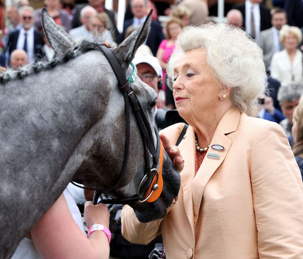 That’s my girl: owner-breeder Kirsten Rausing with Alpinista after her Yorkshire Oaks triumph. Photo: Dan Abraham / focusonracing.com
