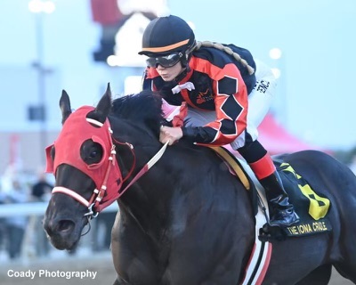 Tyler’s Tribe: Unbeaten Iowa star has won five races by aggregate margin of 59¾ lengths. Photo: Prairie Meadows / Coady