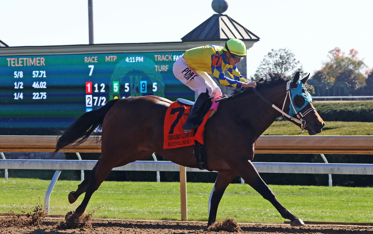 Slammed: connections need to pay $200,000 to make the filly eligible after runaway G2 success at Breeders’ Cup venue Keeneland. Photo: Keeneland