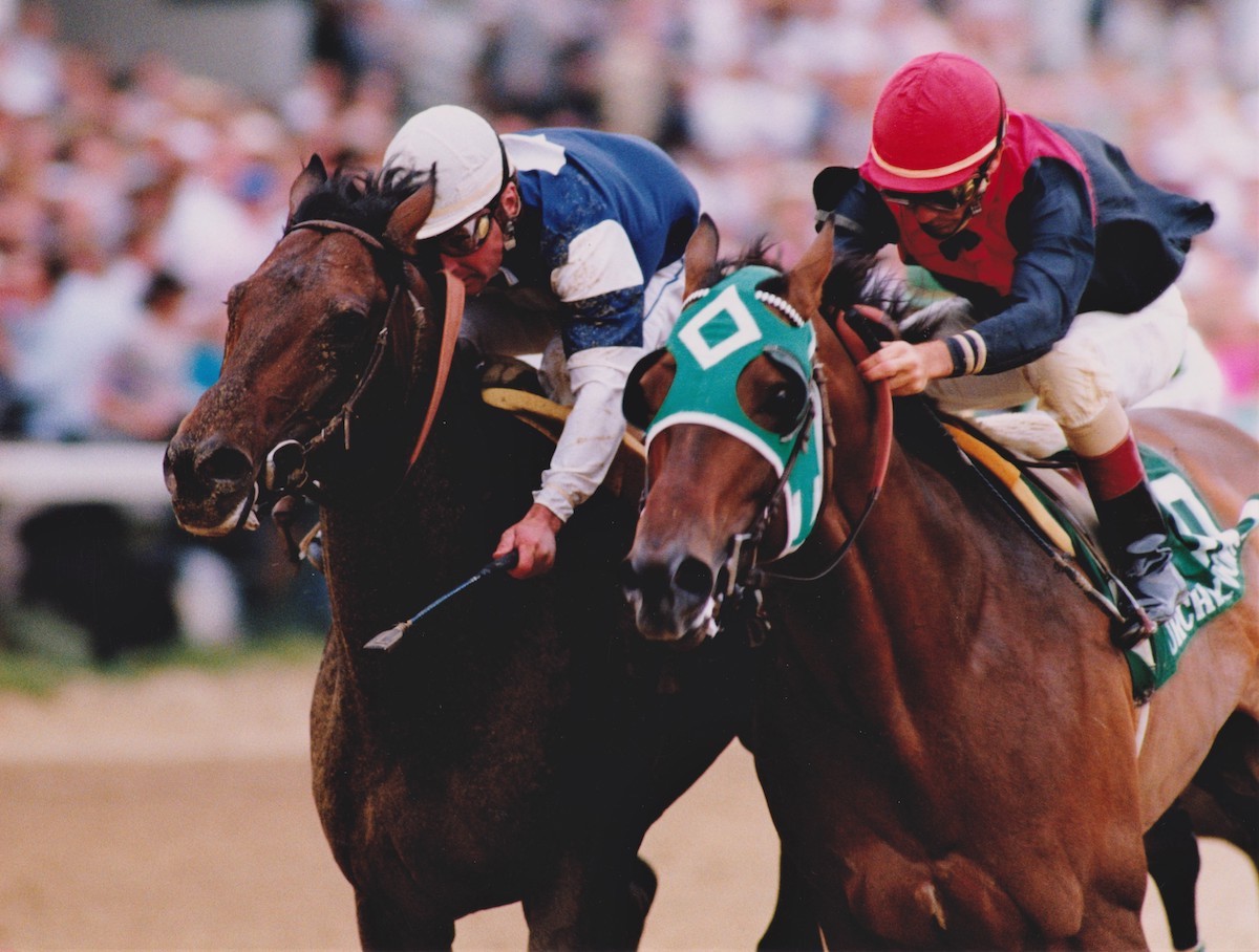 Pleasant Tap (left) wins a rousing version of the Churchill Downs Handicap over Take Me Out. Photo: Churchill Downs