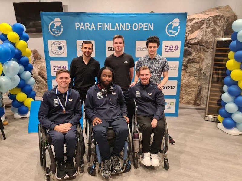 Jacob Prtichard Webb (bottom right) has represented the Great Britain Para team at table tennis and is targeting the Commonwealth Games in Victoria, Australia, in 2026. Photo supplied