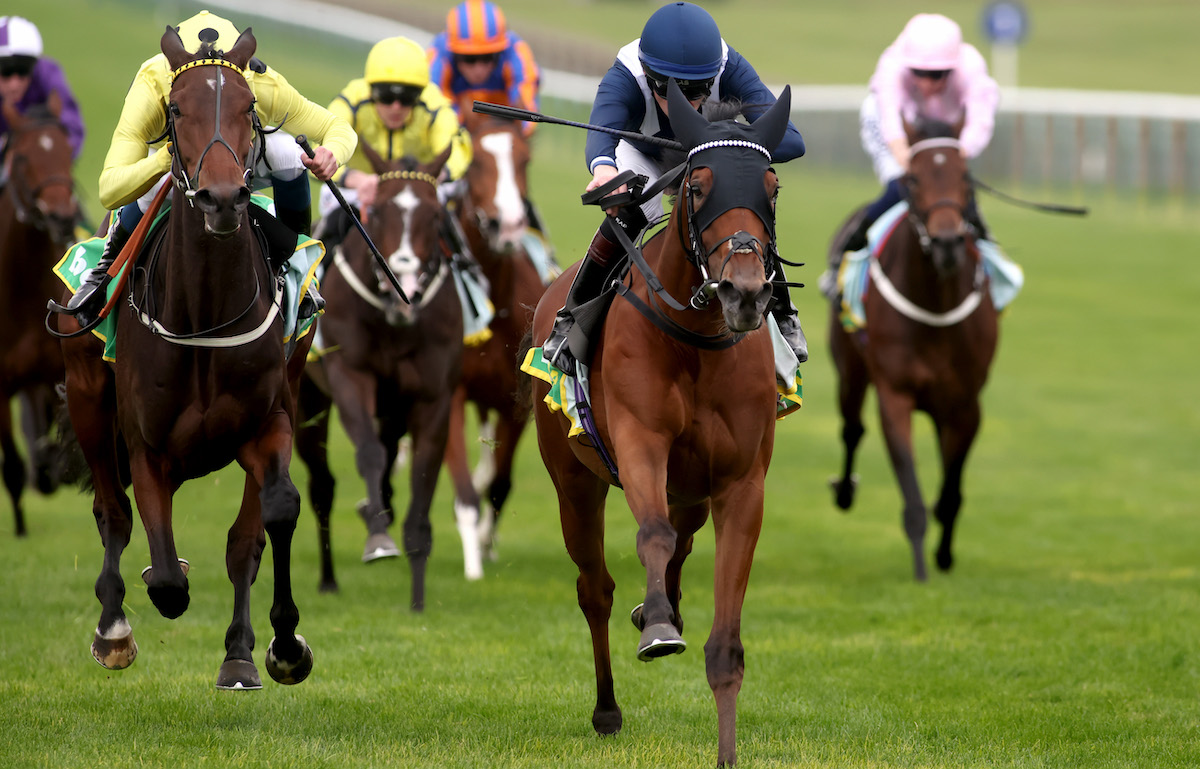 Glory days: Robert Havlin partners two-year-old star Commissioning to beat Novakai for a much cherished G1 success in the bet365 Fillies’ Mile at Newmarket. Photo: Dan Abraham / focusonracing.com