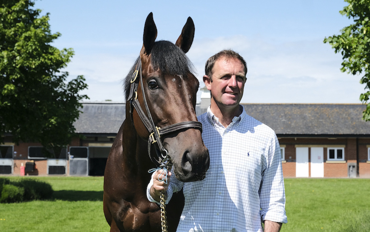 Back in 2023: Derby winner Adayar and Charlie Appleby at home at Moulton Paddocks after Epsom success in 2021. Photo: Hoycubed Photography