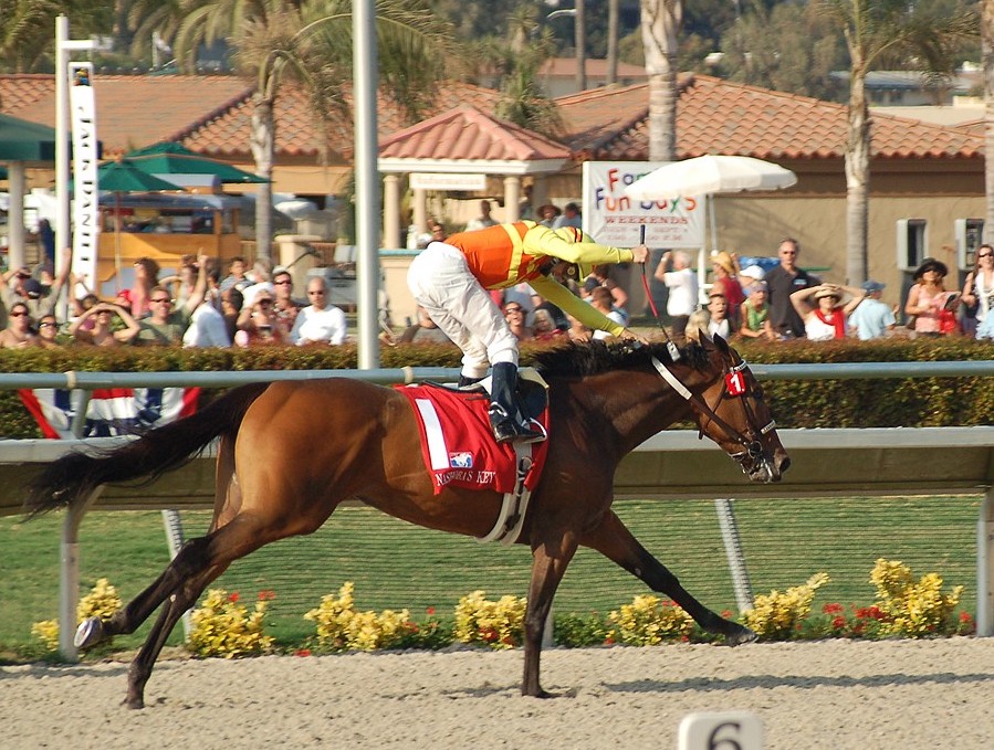 Nashoba's Key wins her sixth straight in the Clement L. Hirsch Handicap at Del Mar. Photo: TheBluZebra