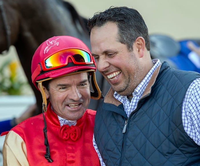 Happier times: Kent Desormeaux with leading Californian-based trainer Phil d’Amato at Del Mar. Photo: Benoit