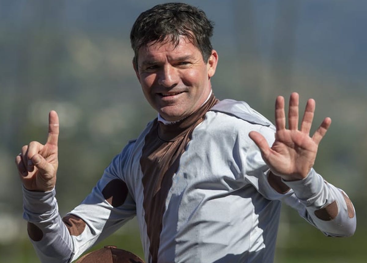 6,000 up: Kent Desormeaux after riding his 6,000th winner at Santa Anita in January 2019. Photo: Benoit