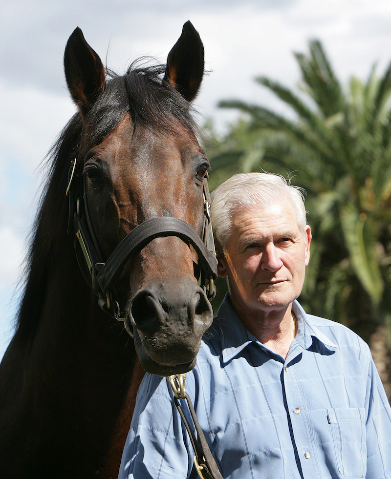 Sir Patrick Hogan with Zabeel, whose tally of G1 winners matched his legendary sire Sir Tristram. Photo: Trish Dunell