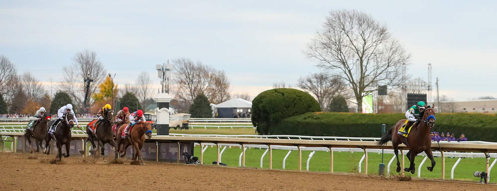 Joining the pantheon: Flightline in a different parish to his Breeders’ Cup Classic opponents. Photo: Bill Denver / Eclipse Sportswire / Breeders’ Cup