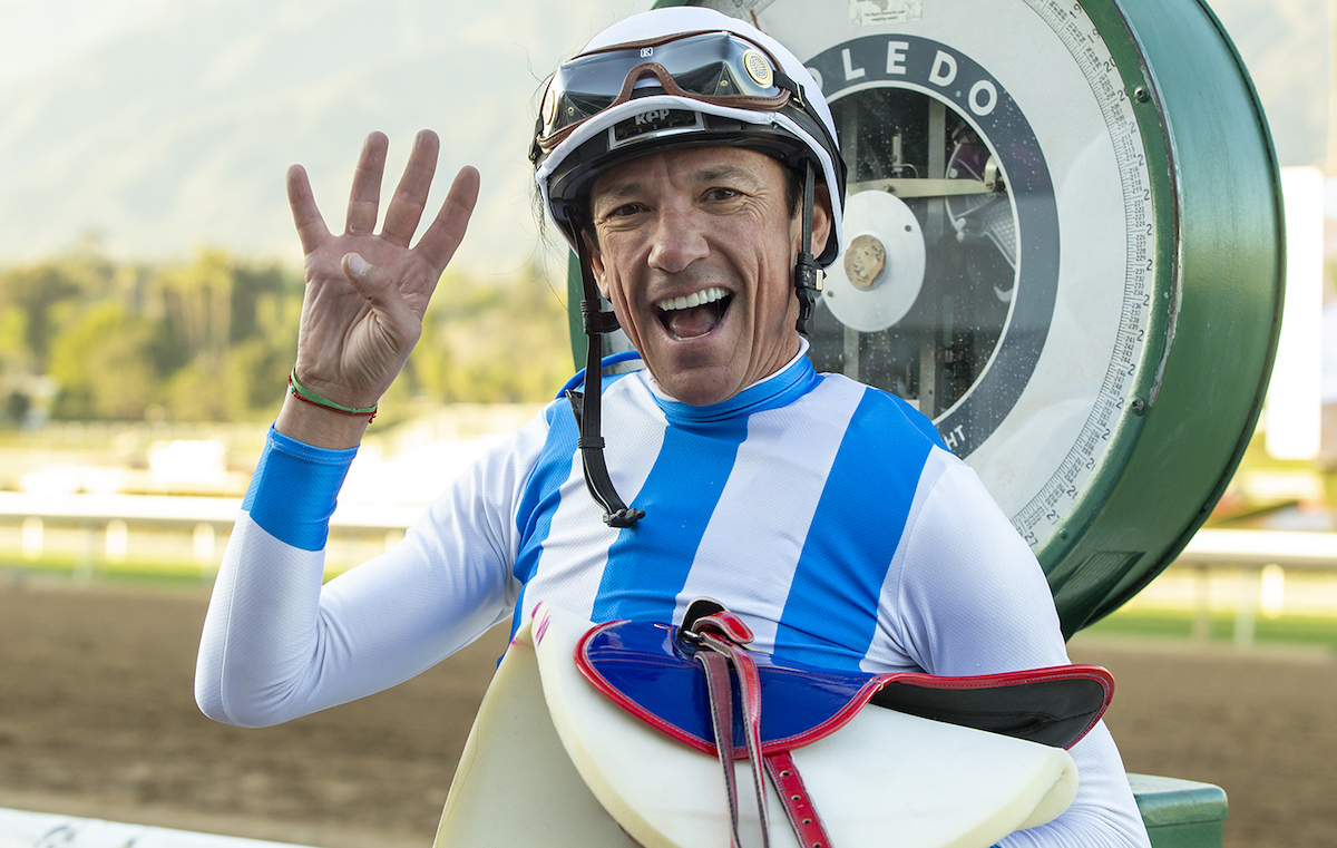 Winning spree: Frankie Dettori completed a four four-timer at Santa Anita in February amid a highly productive winter sojourn. Photo: Benoit