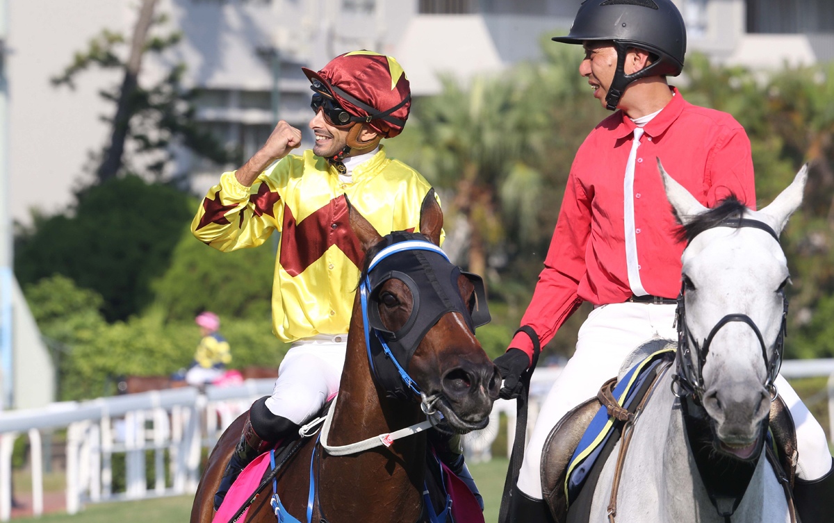 Alberto Sanna celebrates a Group win during his stint in Hong Kong. Photo: HKJC