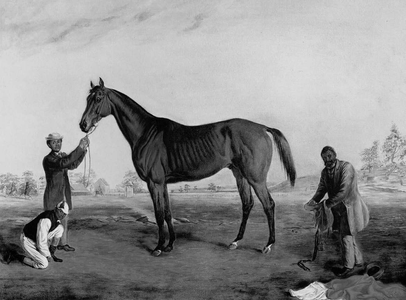 Hall of Fame trainer Ansel Williamson, pictured in an Edward Troye painting with Asteroid and jockey Ed Brown. Courtesy of Keeneland Library General Collection