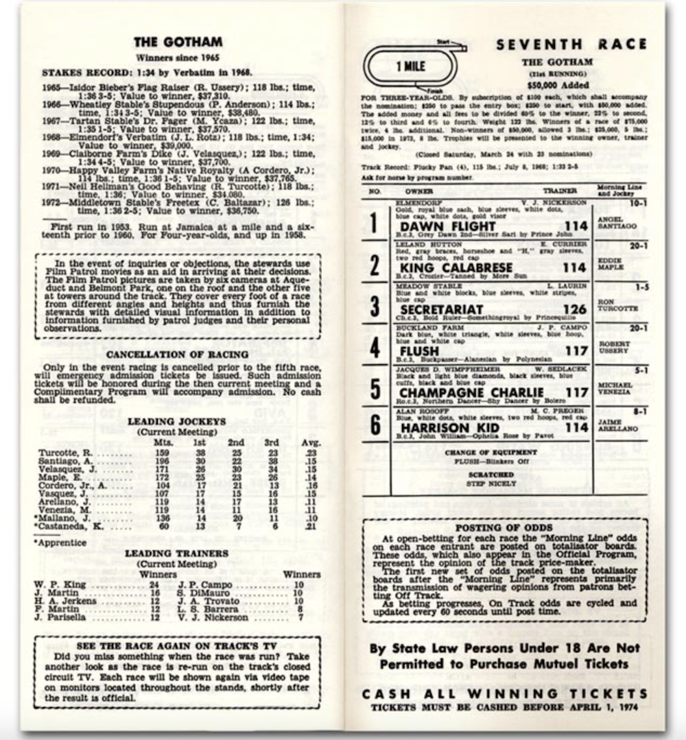 Race program reproduced courtesy of secretariat.com