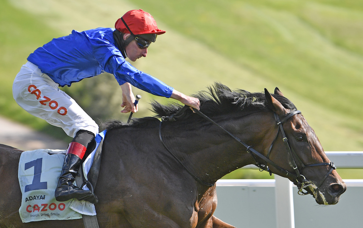 Derby hero: Adayar (Adam Kirby) en route to winning the premier Classic at Epsom in June 2021. Photo: Francesca Altoft / focusonracing.com