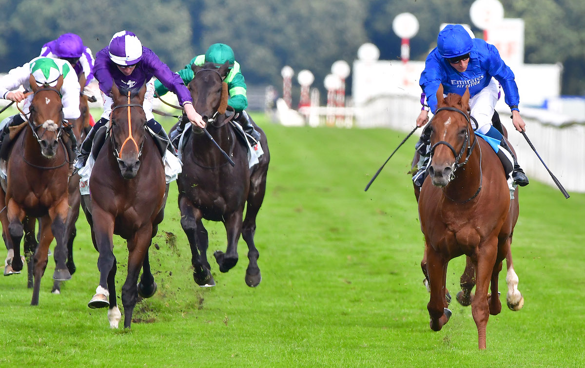 St Leger success: Hurricane Lane (William Buick) enjoys a Classic victory at Doncaster in September 2021. Photo: Tony Knapton / focusonracing.com