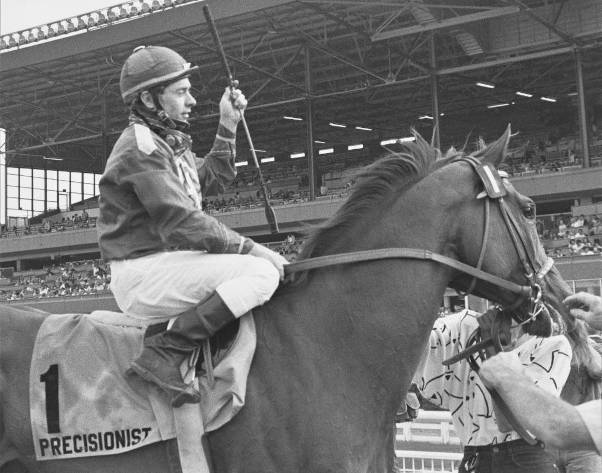 A familiar sight -- Precisionist and Chris McCarron enter the Hollywood Park winner's circle. (photo courtesy of Hollywood Park, provided by Edward Kip Hannan & Roberta Weiser)