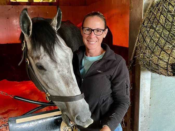 Jena Antonucci at home with Belmont Stakes hero Arcangelo