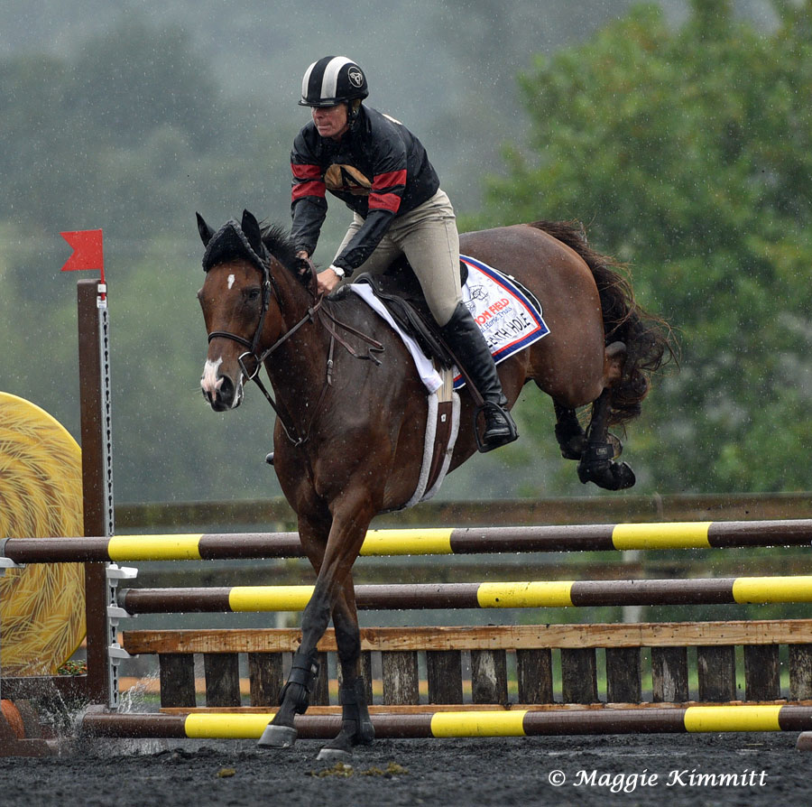 Real Rider Cup: Jena Antonucci aboard ex-racehorse Nineteenth Hole in the charity show jumping contest. Photo: Maggie Kimmitt