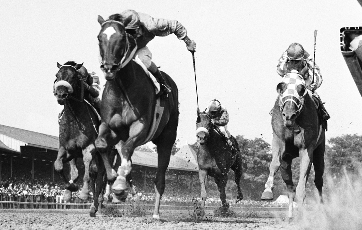 Giant killer: Onion (Jacinto Vasquez) lowers Secretariat’s colours in the Whitney at Saratoga in 1973. Photo: NYRA / Bob Coglianese