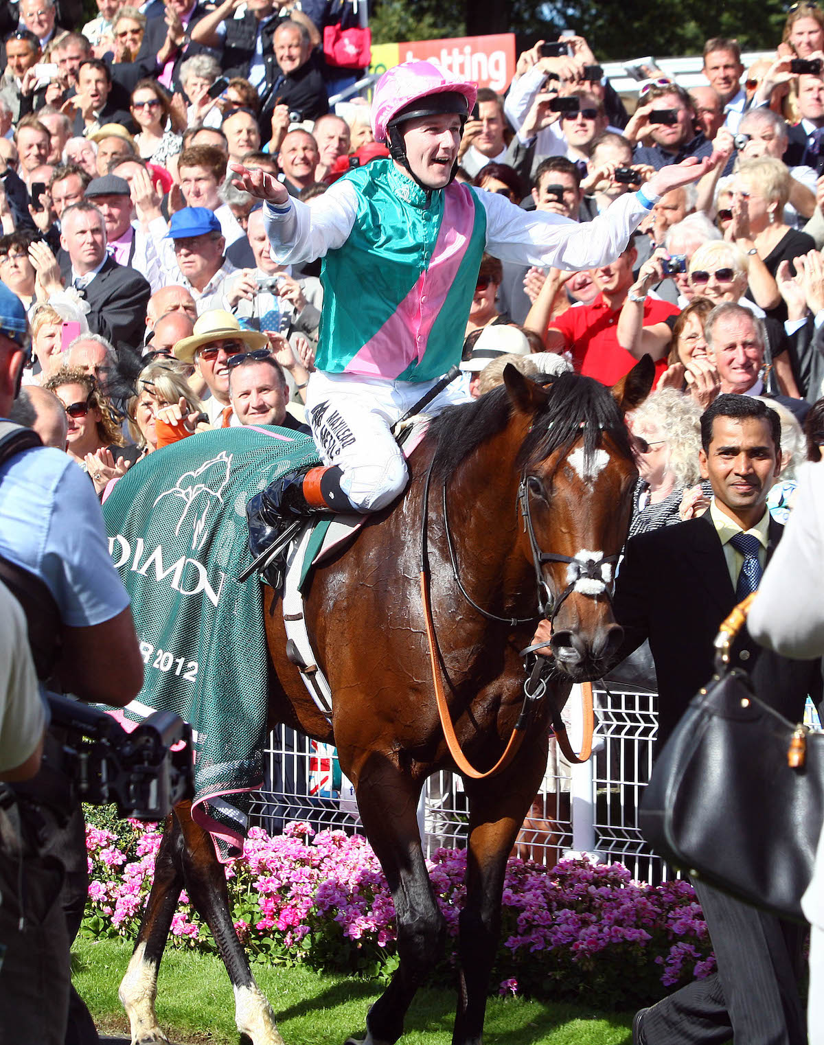 Returning heroes: Frankel and Tom Queally after the Juddmonte International. Photo: Dan Abraham/focusonracing.com