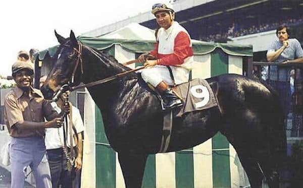 Ruffian with regular jockey Jacinto Vasquez. Photo: NYRA