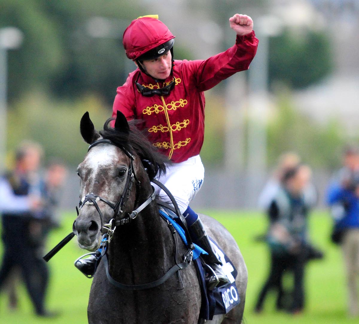 Oisin Murphy and Roaring Lion after their Irish Champion Stakes victory at Leopardstown in 2018. Photo: Healy Racing / focusonracing.com