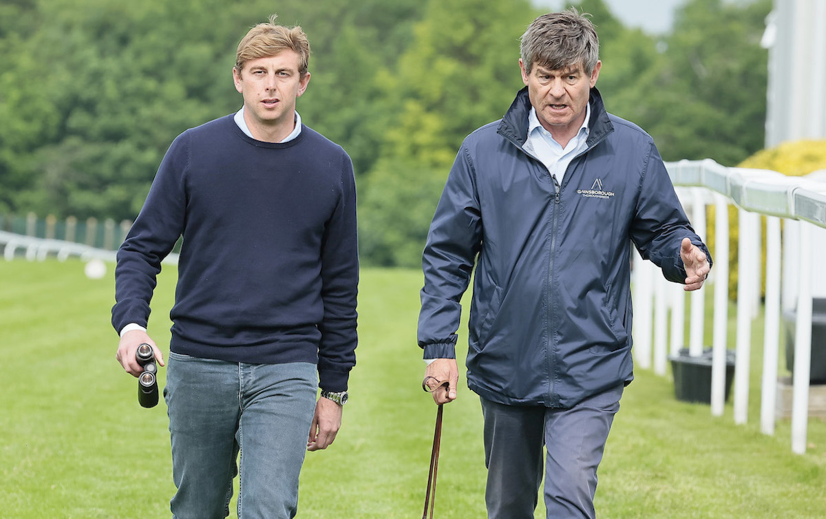 Training partners: former Godolphin racing manager Simon Crisford (right) with his son Ed at Epsom. Photo: Mark Cranham / focusonracing.com