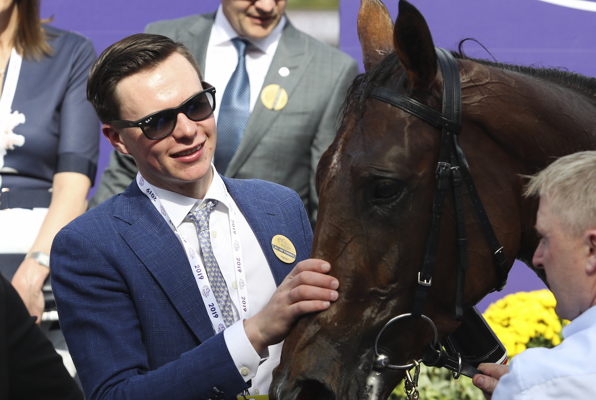 That’s my girl: Joseph O’Brien with ‘special filly’ Iridessa. Photo: Bill Denver/Eclipse Sportswire/Breeders’ Cup/CSM