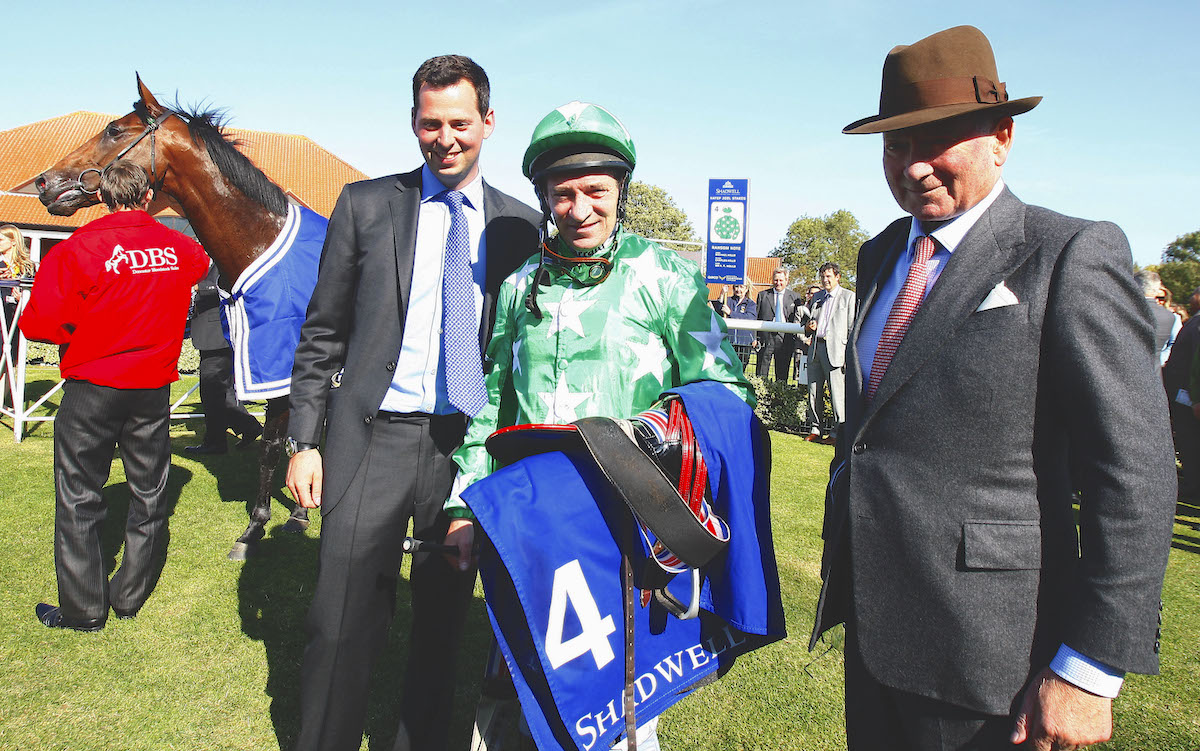 Family dynasty: Barry Hills with sons, trainer Charlie and then-jockey Michael, after the latter rode Ransom Note to a Group-race win at Newmarket in 2011. Photo: Dan Abraham / focusonracing.com