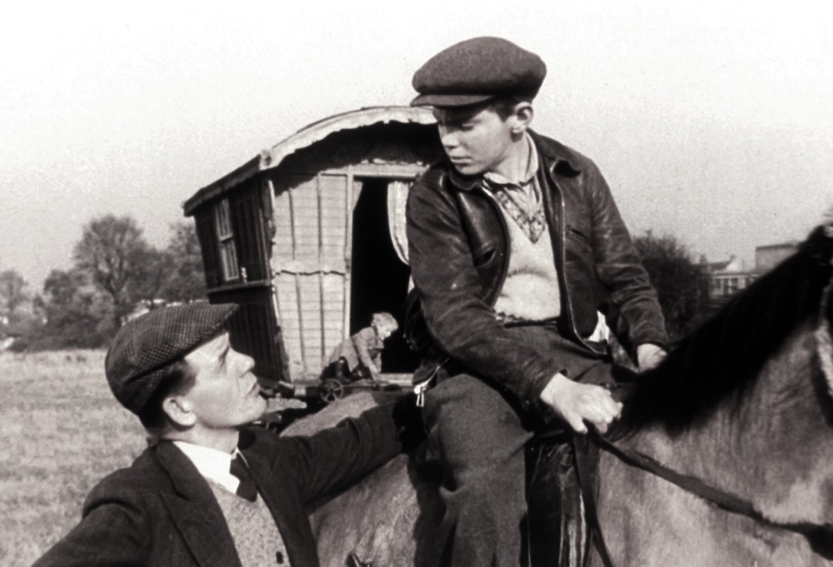 Owen and Edmonds as mentor and student jockey. (Ealing Studios photo)
