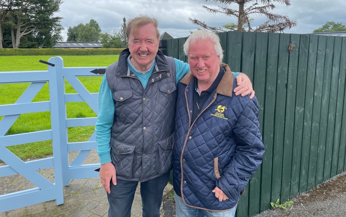 Old pals: Dermot Weld (left) with JA McGrath at the trainer’s Curragh stable. Photo JA McGrath
