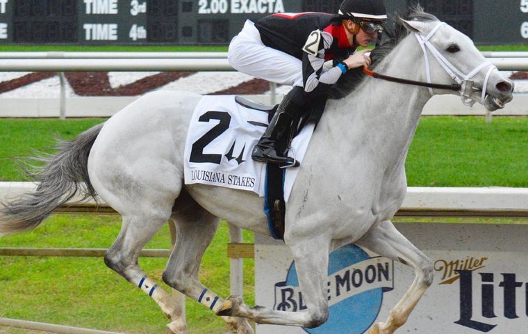 Favourite horse: Jack Gilligan on the dual G3 winner Silver Dust at Fair Grounds. Photo: Patrick Gilligan