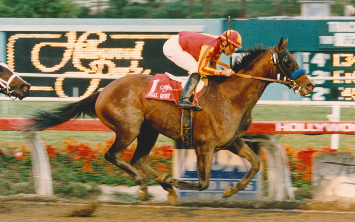 Real Quiet's surprising score in the 1997 Hollywood Futurity was a harbinger of great things to come. (Benoit photo)