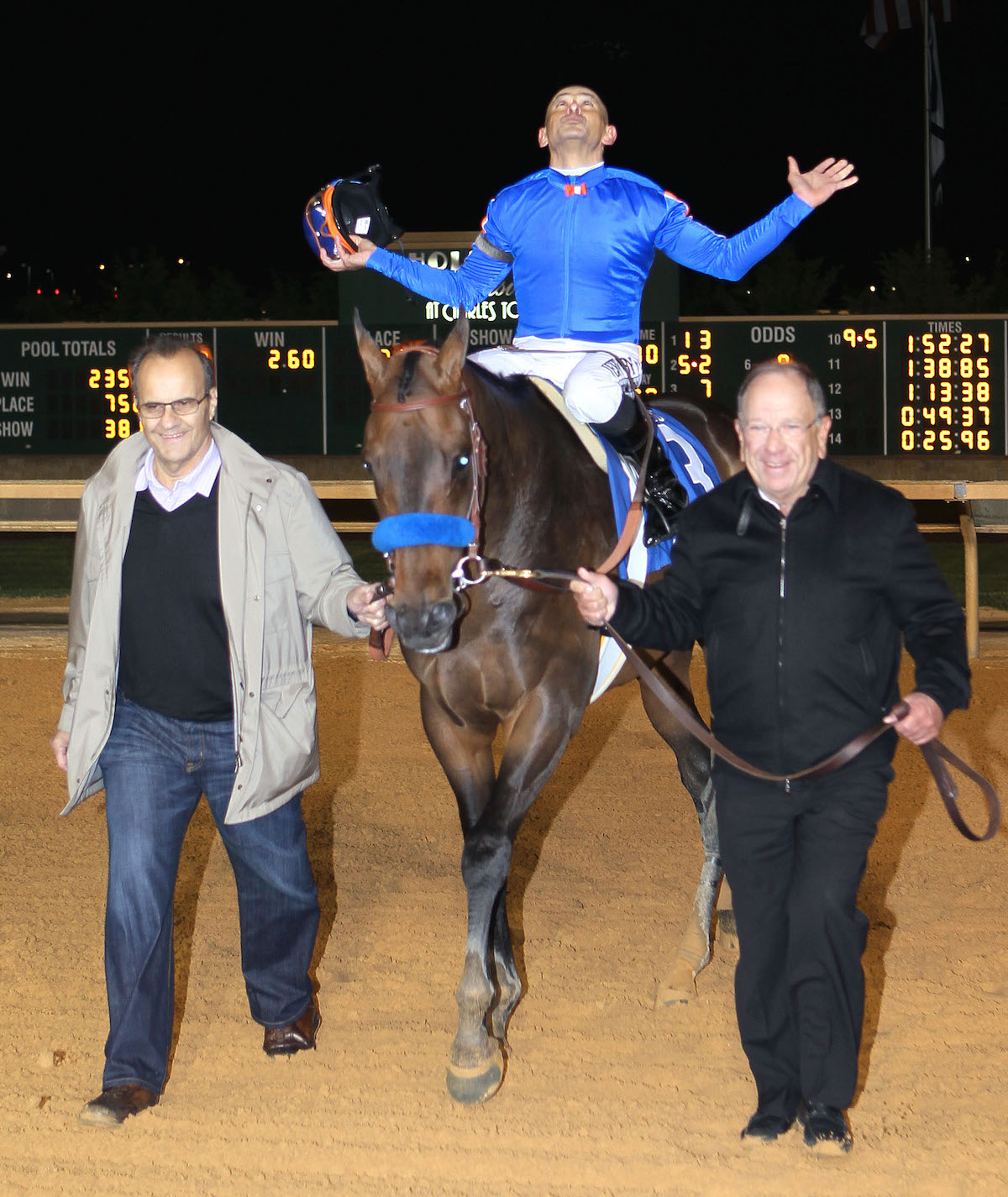 Mike Smith looks to the heavens after scoring on Game On Dude. Photo: Coady Photography