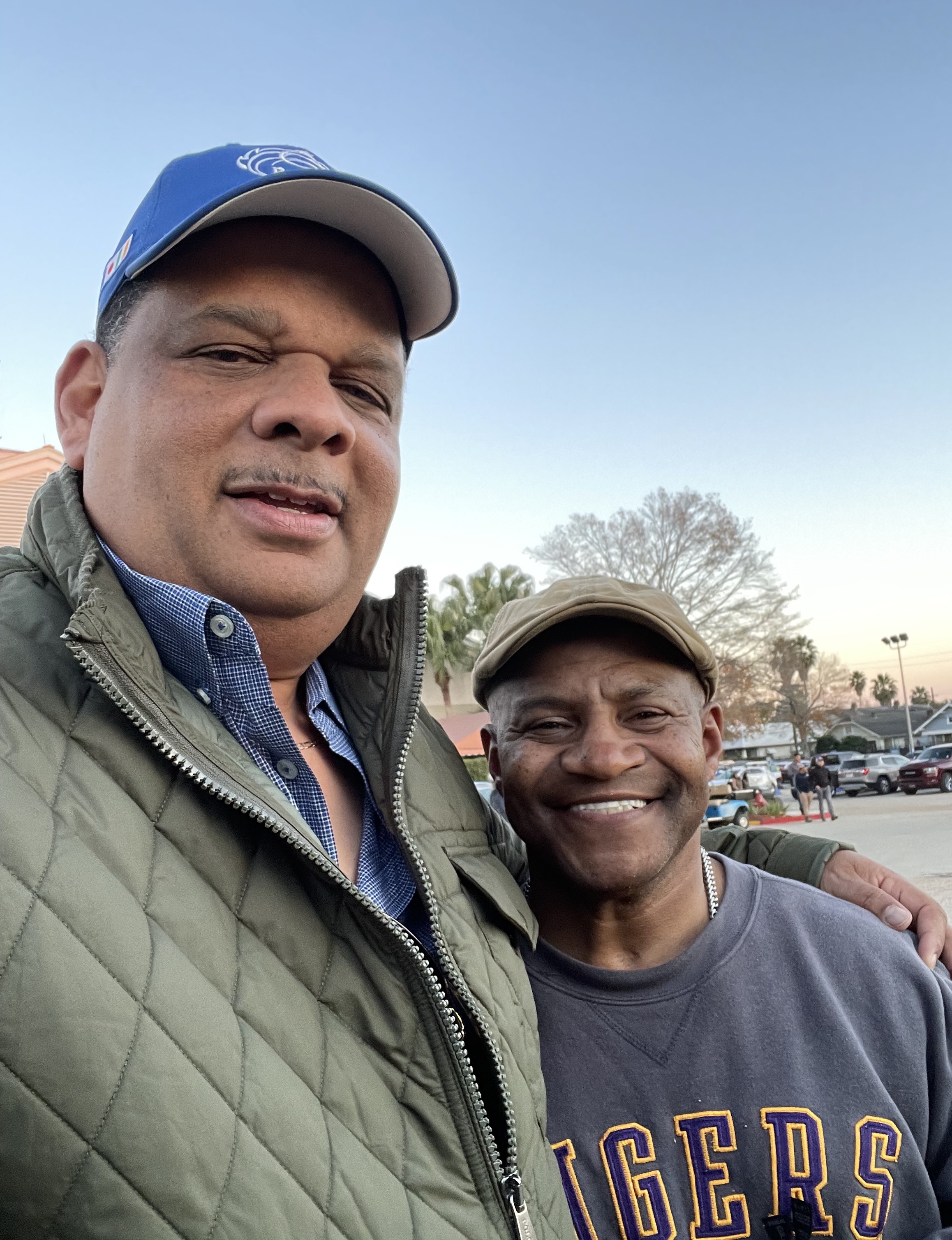 Cajun country characters: Benard Chatters (left) with former jockey Marlon St. Julien, who rode more than 2,500 career winners. Photo: Ken Snyder