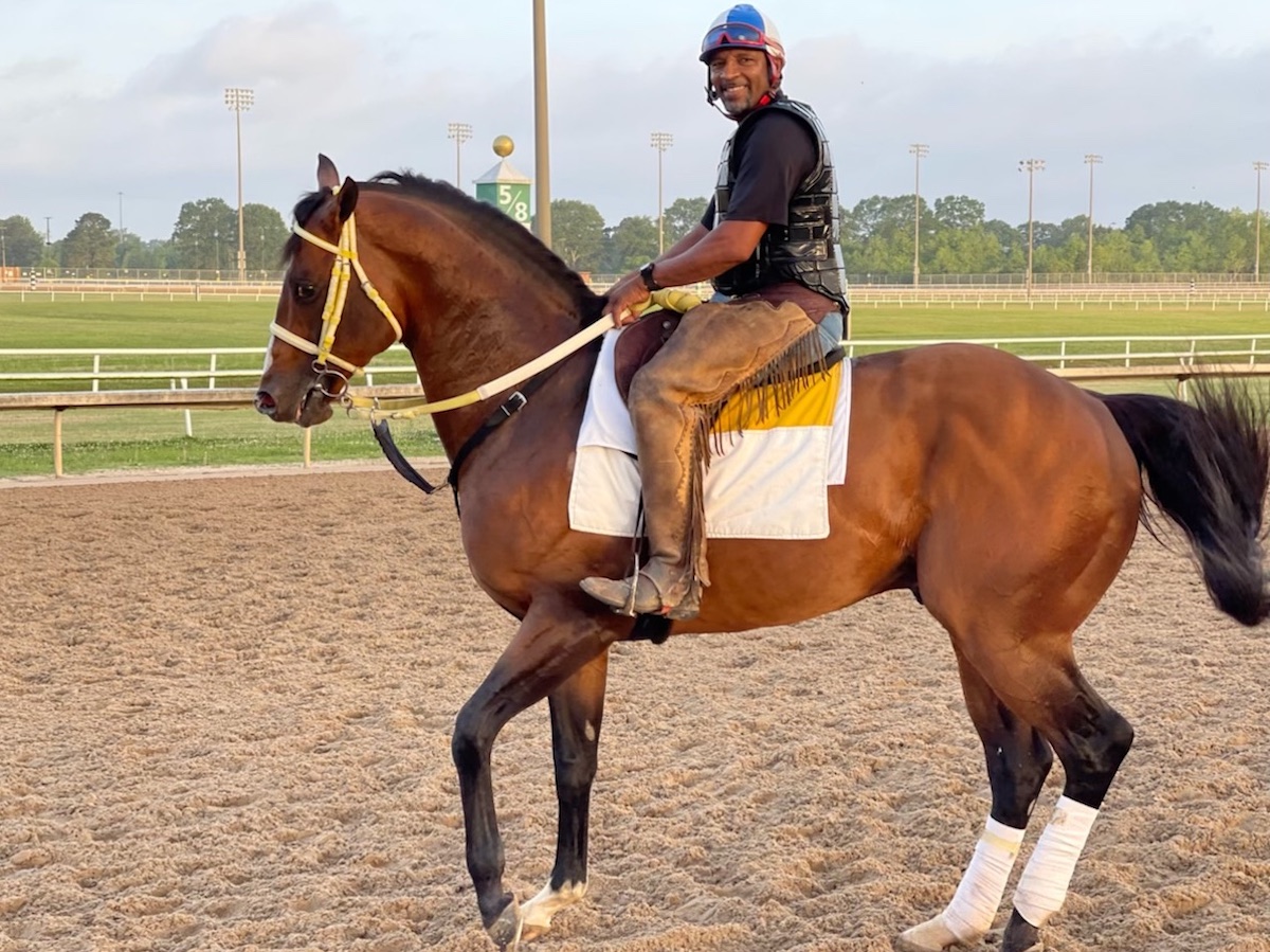 Jonathan Boxie is all smiles at the Fair Grounds. Photo: Ken Snyder