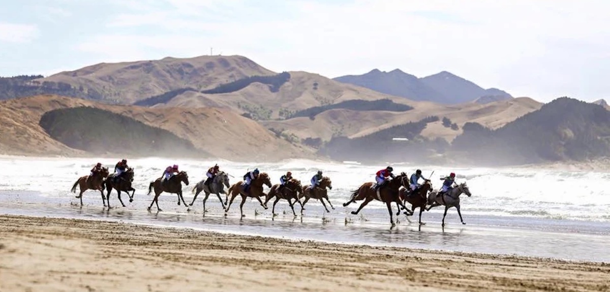 Pacific ponies: racing on the beach at Castlepoint is set to return this weekend after last year’s abandonment owing to bad weather. Photo: Casltepoint Races