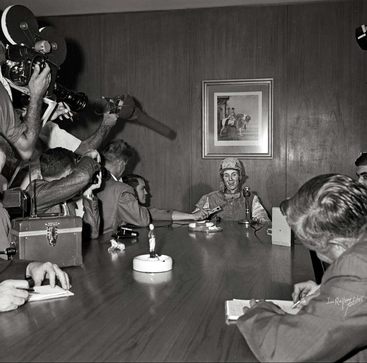 Pioneering jockey Diane Crump at Hialeah Park after becoming the first woman to ride in a pari-mutuel race in February 1969. Photo: Keeneland Library Raftery Turfotos Collection