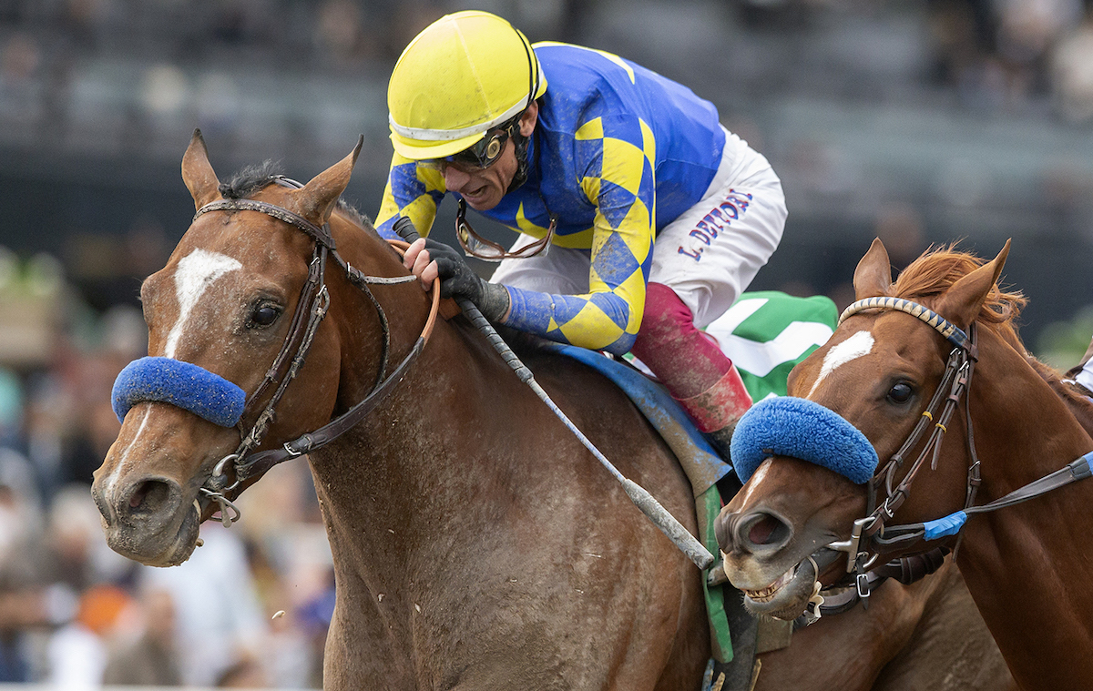 Determined Dettori: Newgate wears down a stubborn Subsanador to win the Santa Anita Handicap. Photo: Benoit