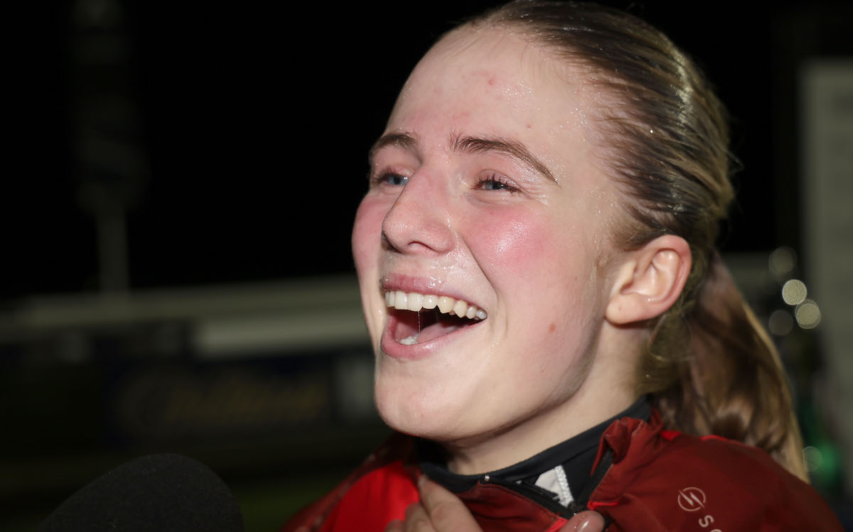 League champion: Saffie Osborne, pictured at Southwell after retaining her crown as leading rider in Britain’s Racing League series. Photo: Dan Abraham / focusonracing.com